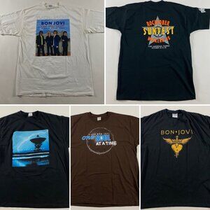 Lot of 5 Bon Jovi T Shirt Mens XL One Wild Night Bounce Soul At A Time Rocktober